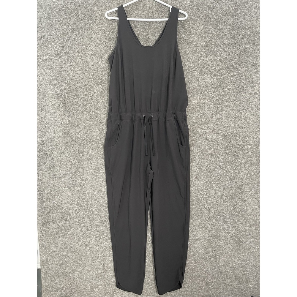 Patagonia Fleetwith Romper Jumpsuit Womens Large Black Sleeveless Scoop Pockets
